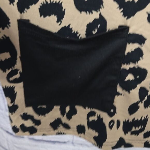 Leopard Camo Print Pocketed T-shirt Tunic Mini Dress Animal Print Dolman Sleeve - Picture 5 of 11